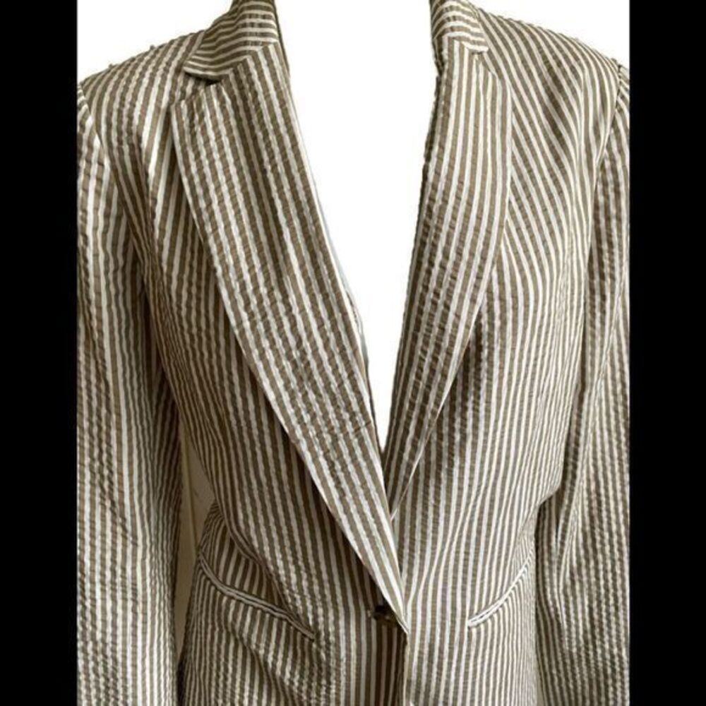 A New Day Seersucker Jacket - 6 tan /linen  , NWT , cotton blend